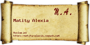 Matity Alexia névjegykártya
